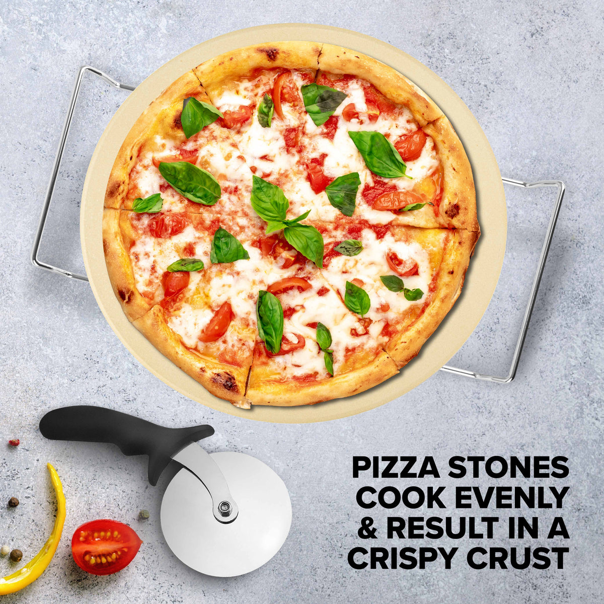 Piezano 3-Piece Pizza Stone Bake and Serve Set