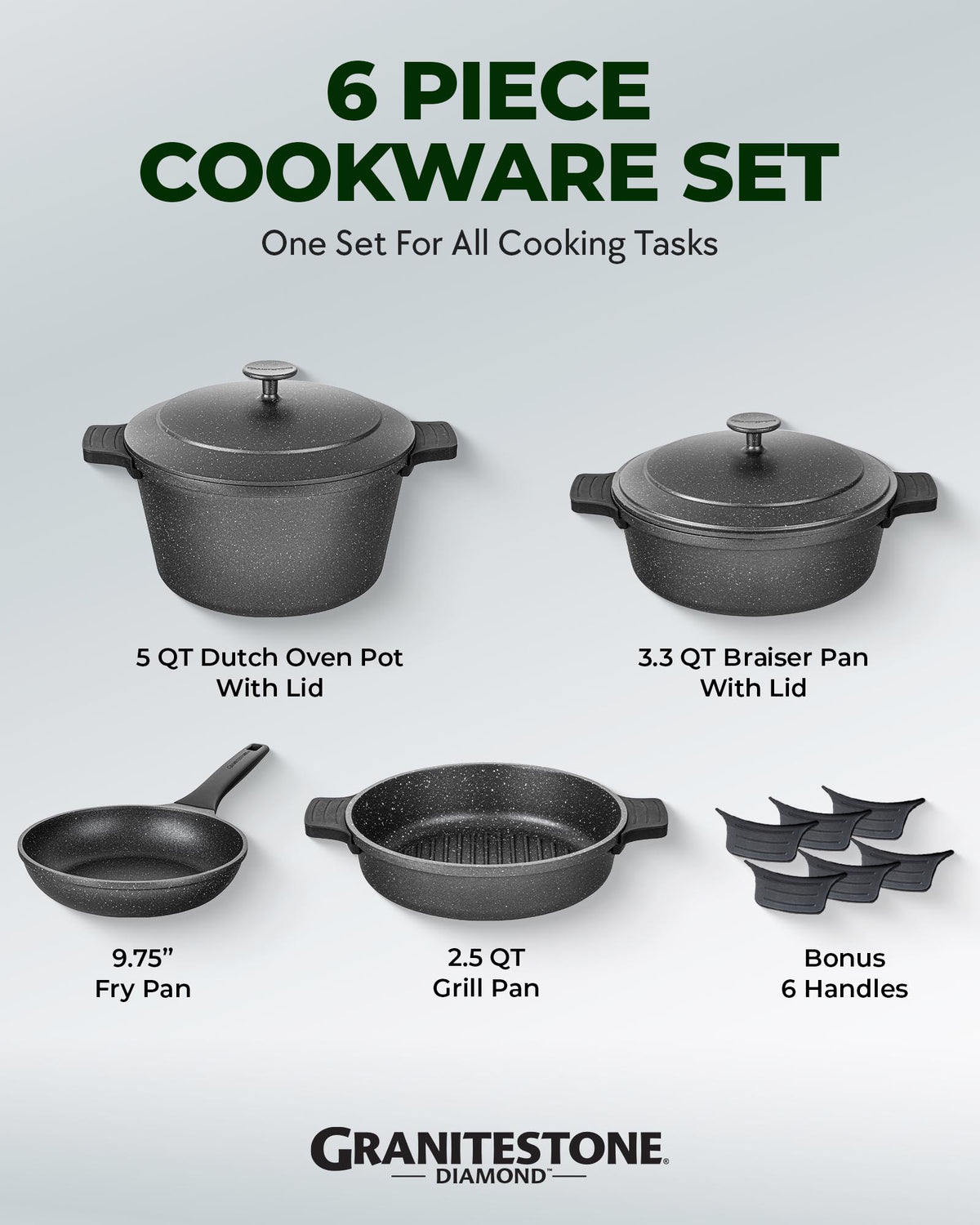 Granitestone 6-Piece Nesting Cookware Set