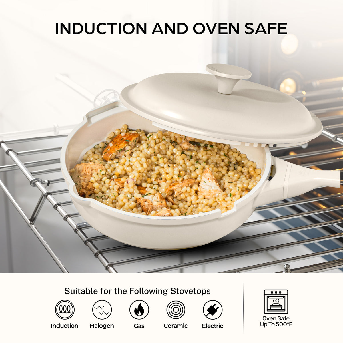 Granitestone 12" Zuka Pan – 6-Piece Multi-Functional Everyday Pan Set with Lid, Nylon Spoon & Steamer Basket