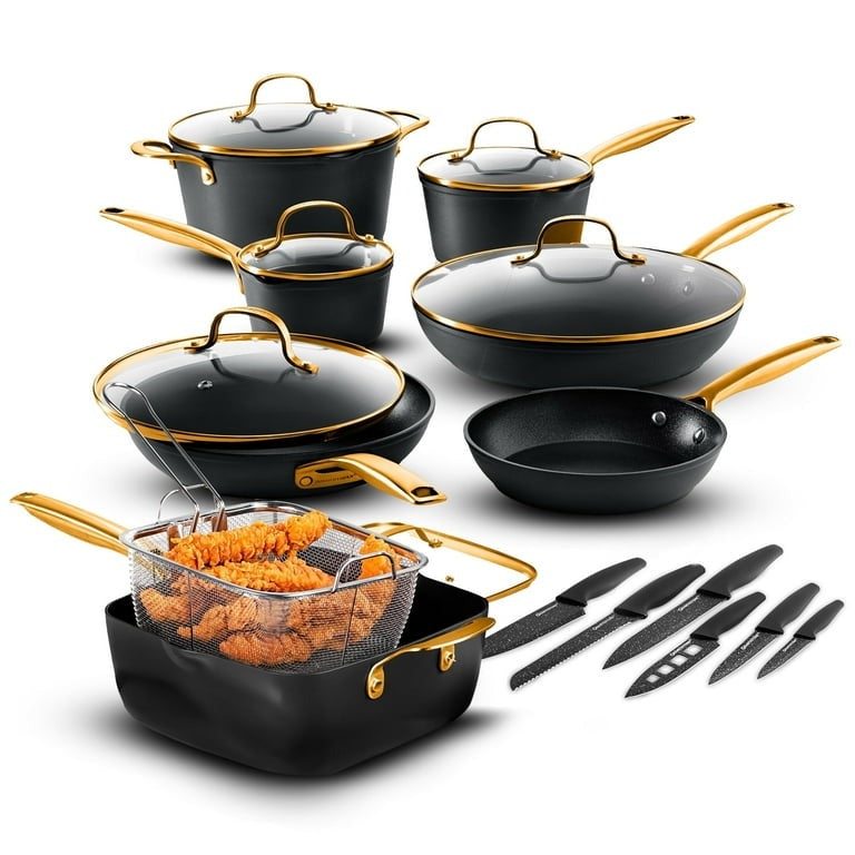 Granitestone ArmorMax 20 Piece Induction Hard Anodized Cookware Set and Knives Set