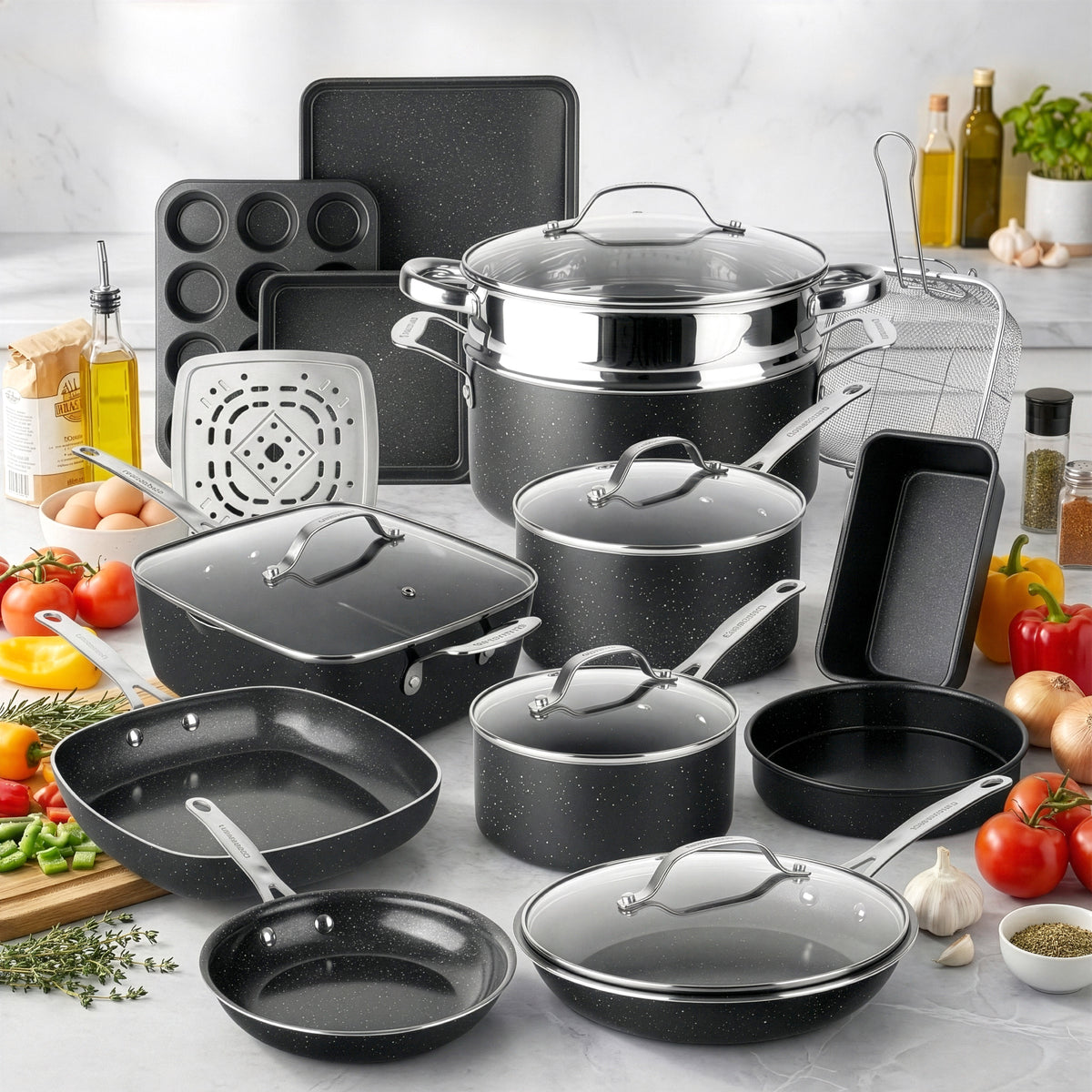 Granitestone Desert Collection 20 Piece Set with Utensils & Protectors