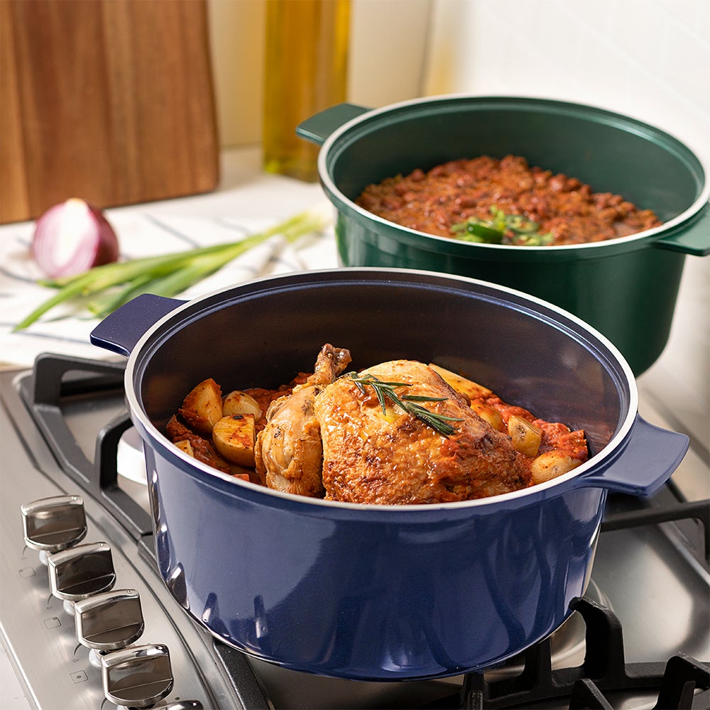 A Granitestone Dutch oven on the table