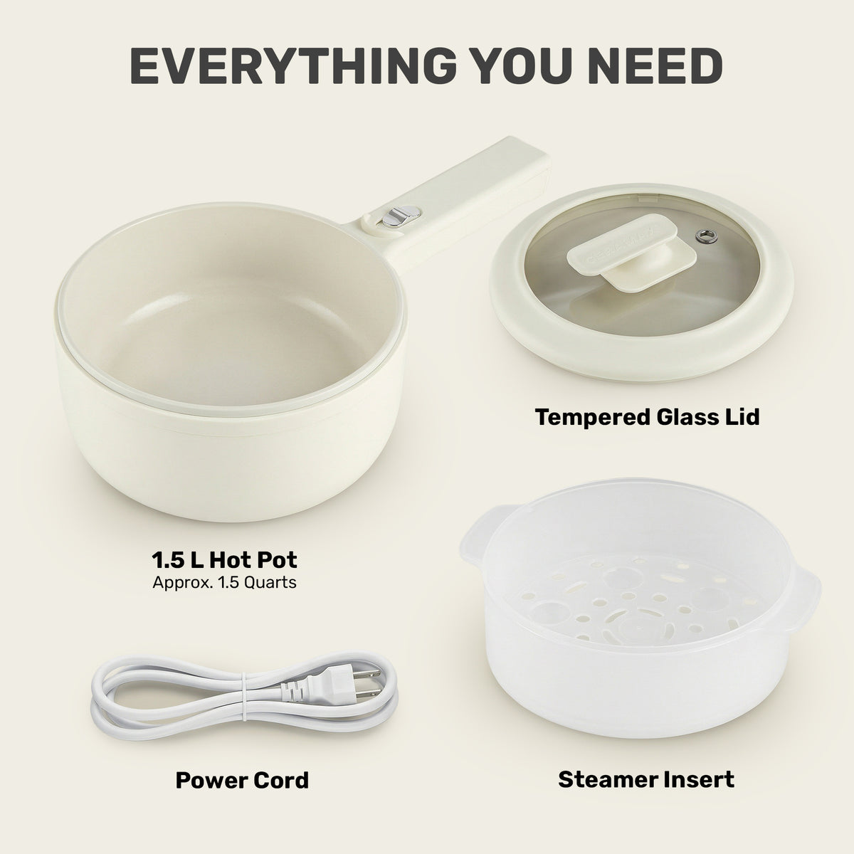 Ceramax Electric Cooker Nonstick Ceramic Skillet Pan Hot Pot Mini Cooker with Lid Steamer