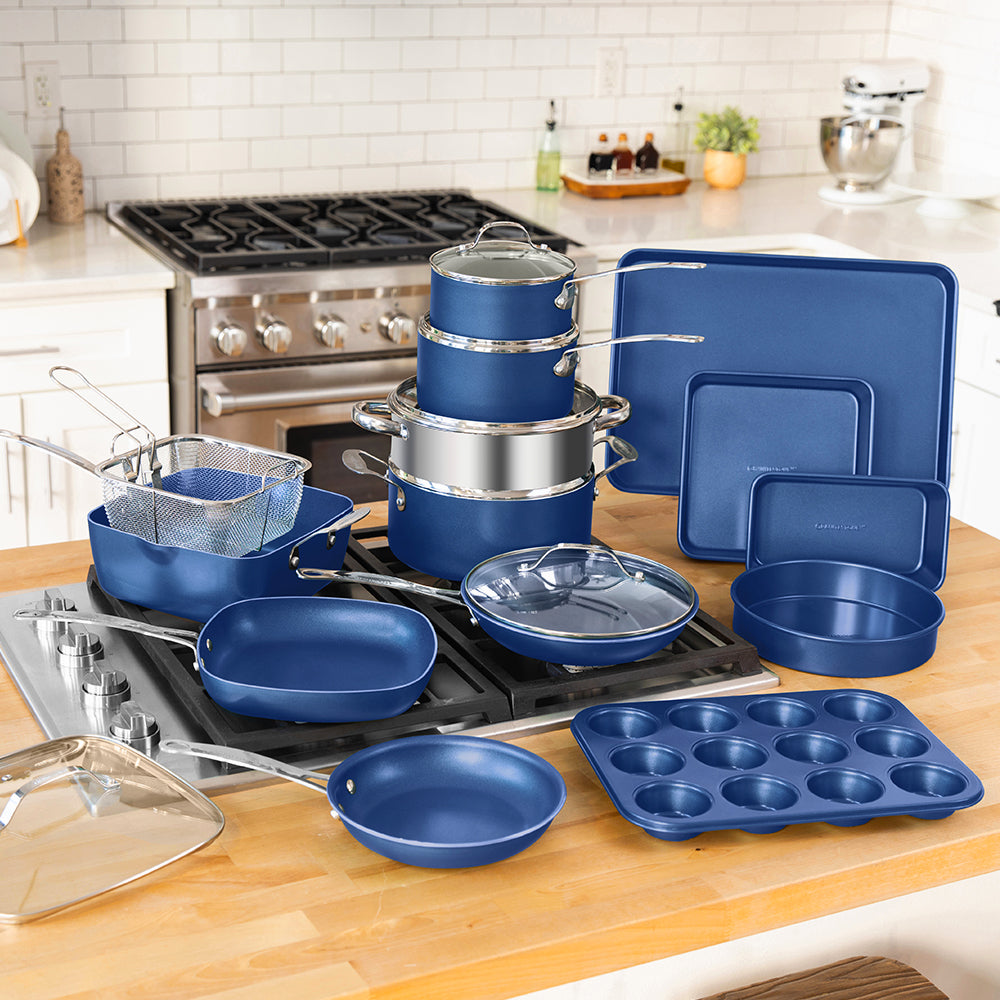 Granitestone Ceraluxe 20pc Kitchen In A Box - Cook, Bake, Steam, Fry - Complete Ceramic Cookware Set